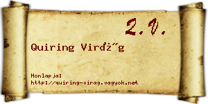 Quiring Virág névjegykártya